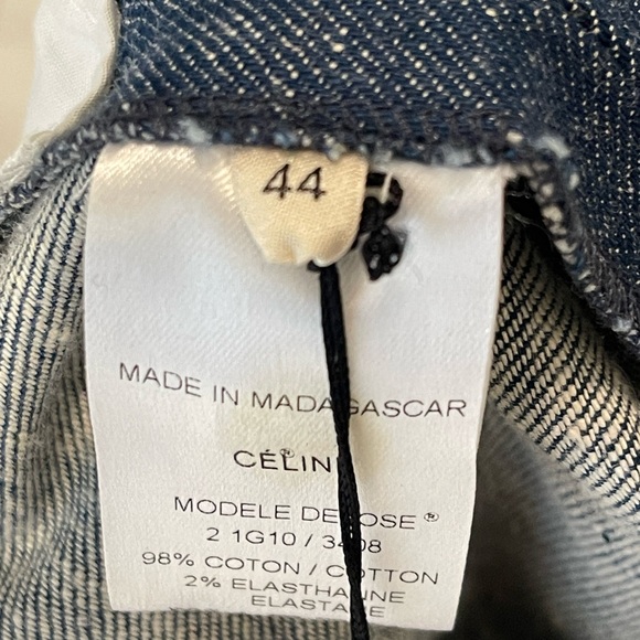 CELINE Cotton Denim Straight Leg Trousers Pants with Ankle Zip 44 like new - Picture 13 of 16